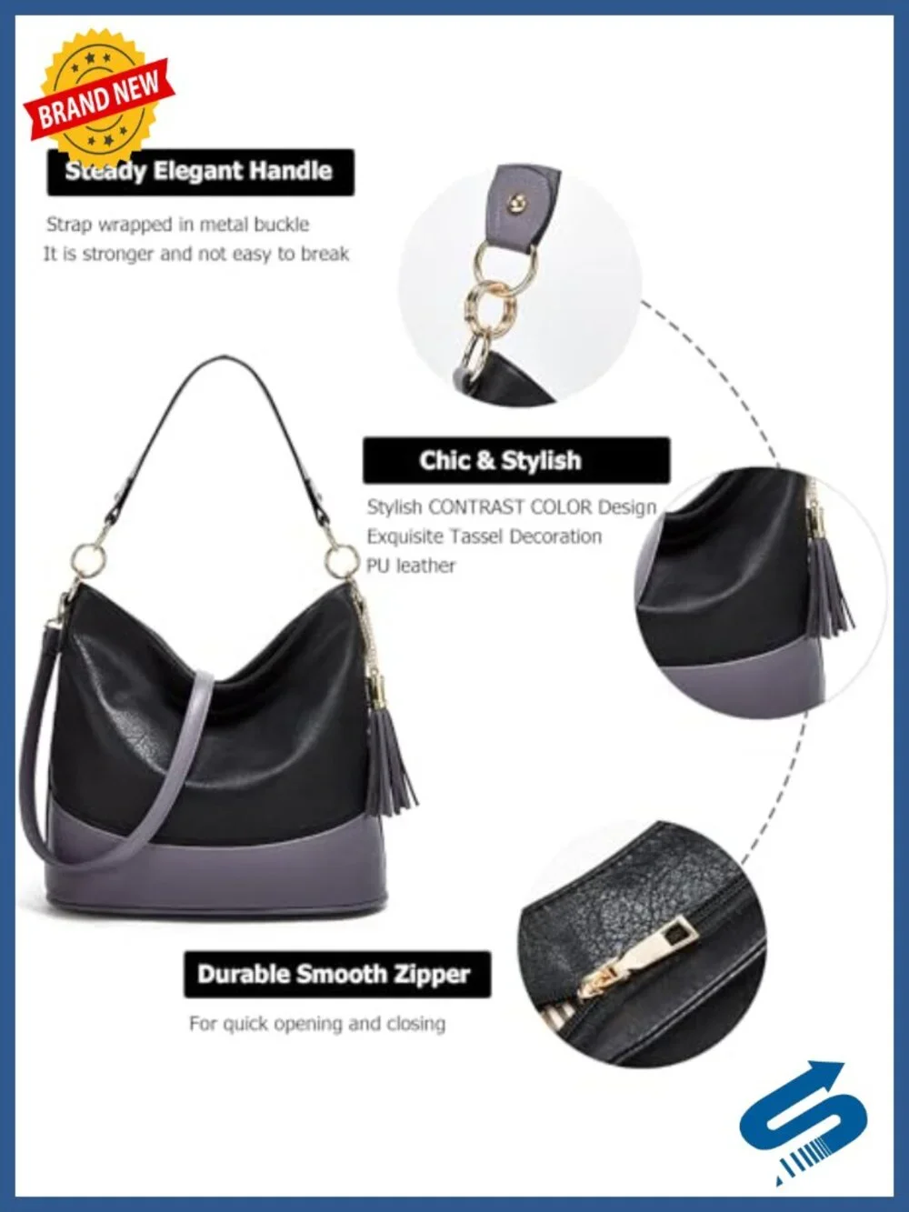 Faux Leather 3-Piece Tote, Crossbody & Wallet Purse Set for Women